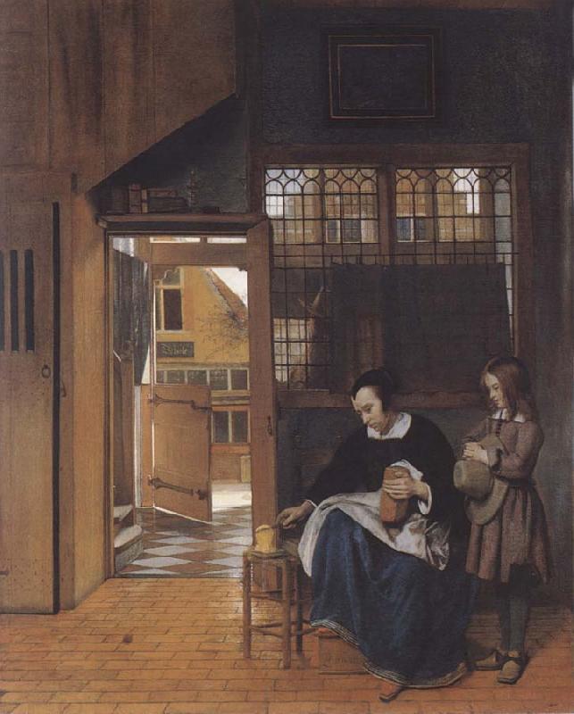 Pieter de Hooch The sandwich fur the school oil painting picture